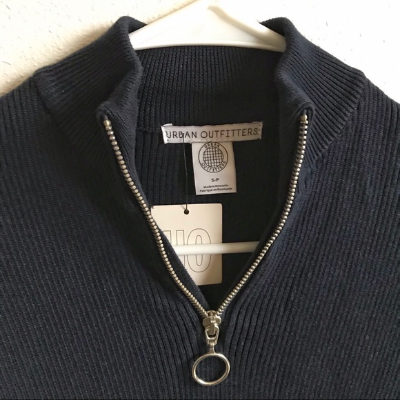 Urban Outfitters Ribbed Navy Quarter Zip Sweater* - Picture 3 of 4